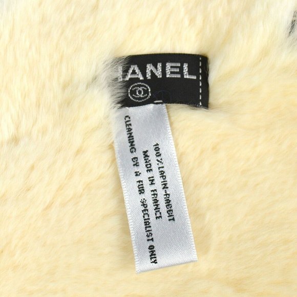 Chanel Fur Shawl Muffler Stole White Black Authentic - Picture 8 of 8